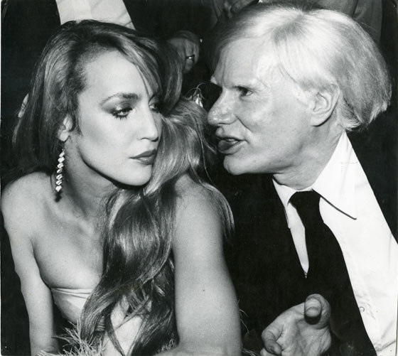 Jerry Hall and Andy Warhol at Studio 54, 1977